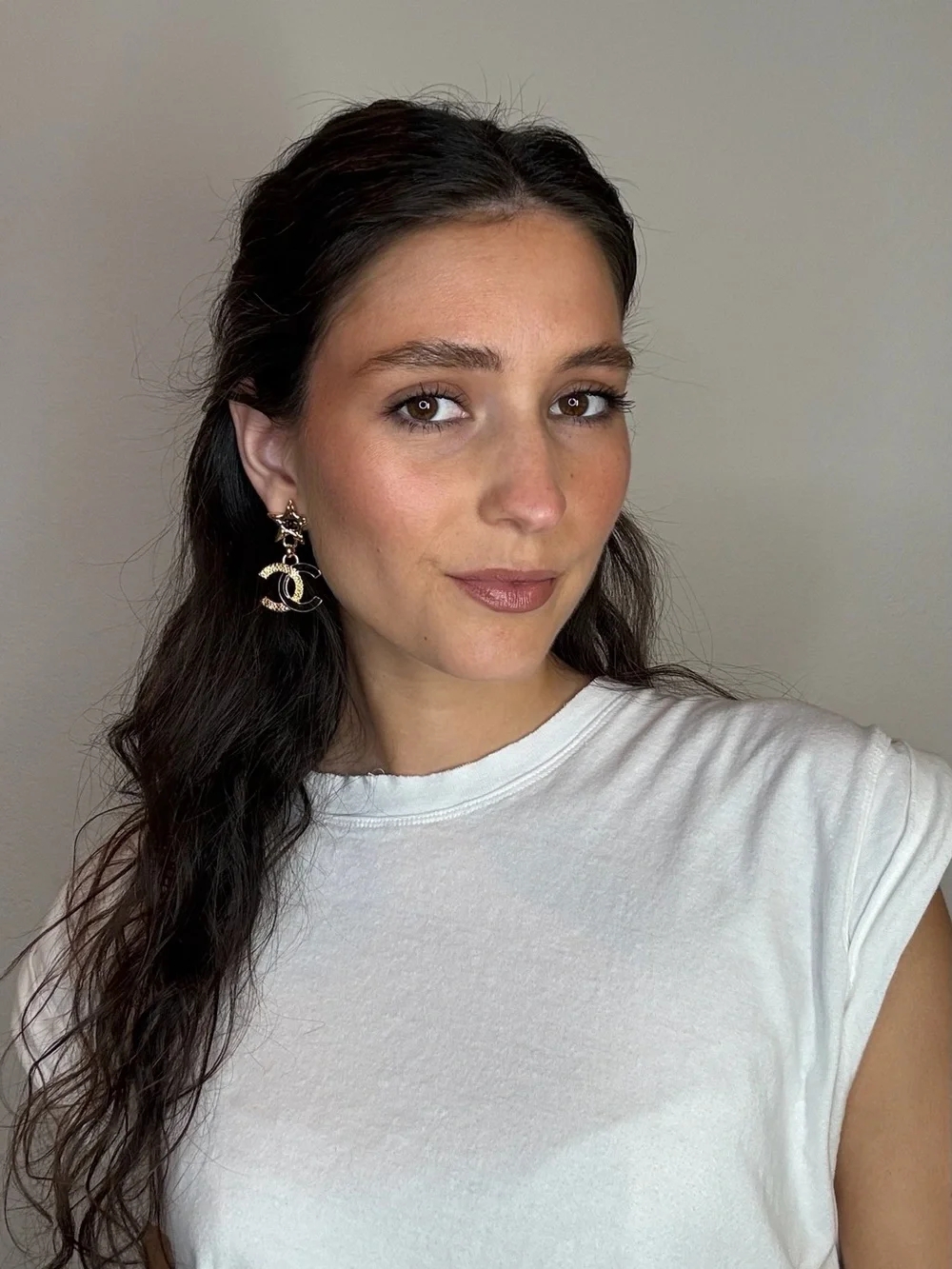 CHANEL Gold CC Drop Earrings with Chain Detail